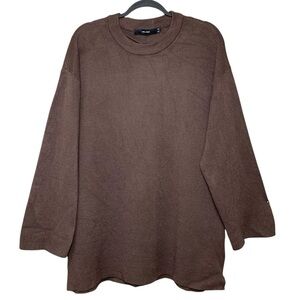 Vero Moda Brown Knit Sweater Long Sleeve Sz XL Crew Neck Neutral Minimalist Top
